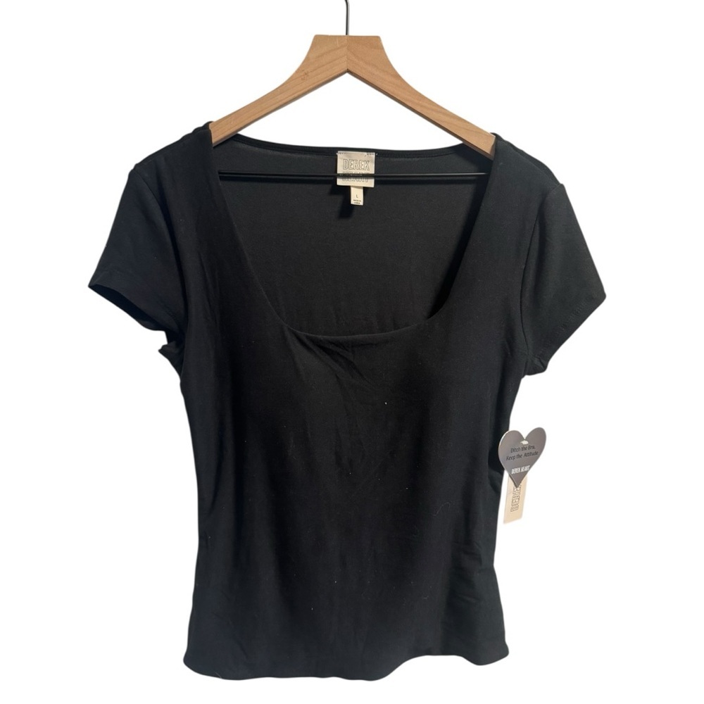 Derek Heart Black Built-In Bra Scoop Neck Top Size Large